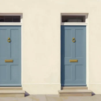 Two matching doors belong to one building