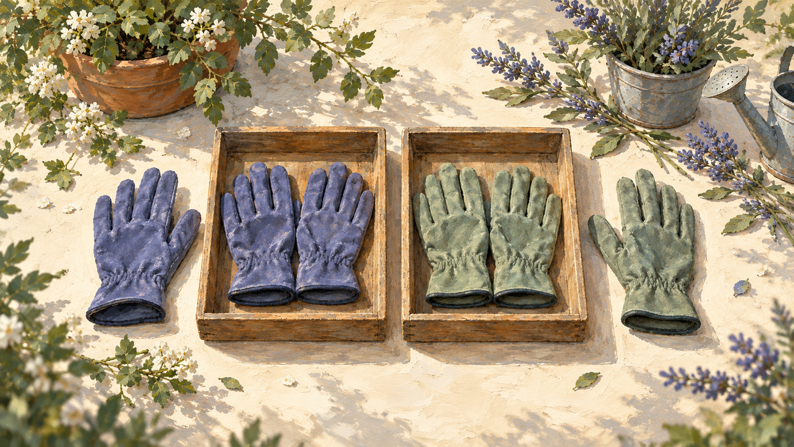 Paired gloves sit in trays while unmatched gloves remain outside on both sides