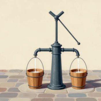 One pump feeds two buckets in the same operation