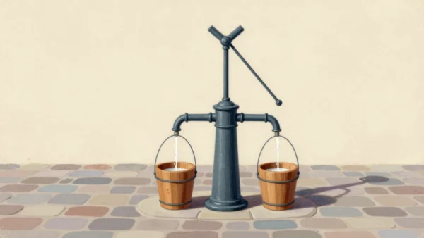 One pump feeds two buckets in the same operation
