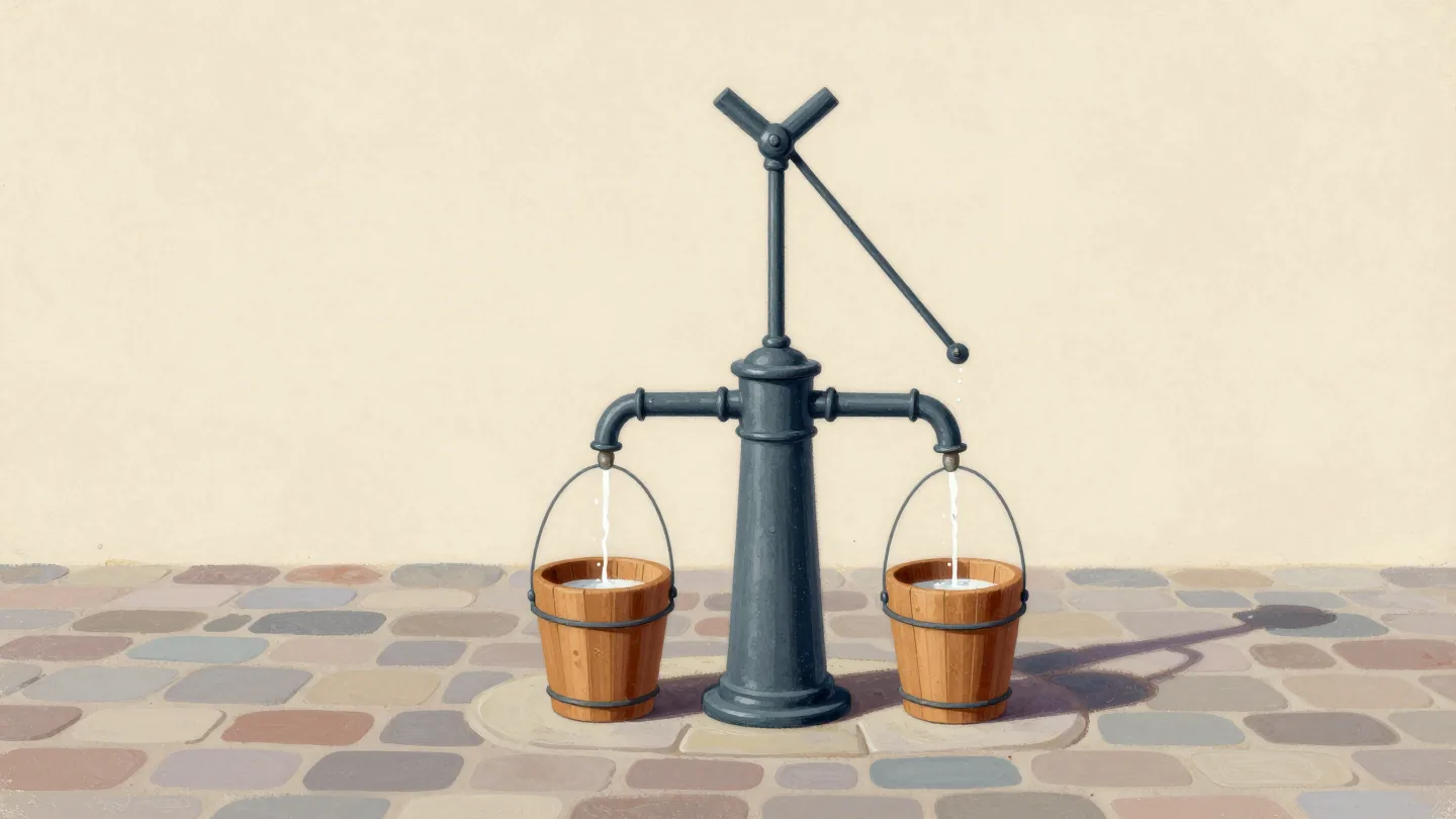 One pump feeds two buckets in the same operation