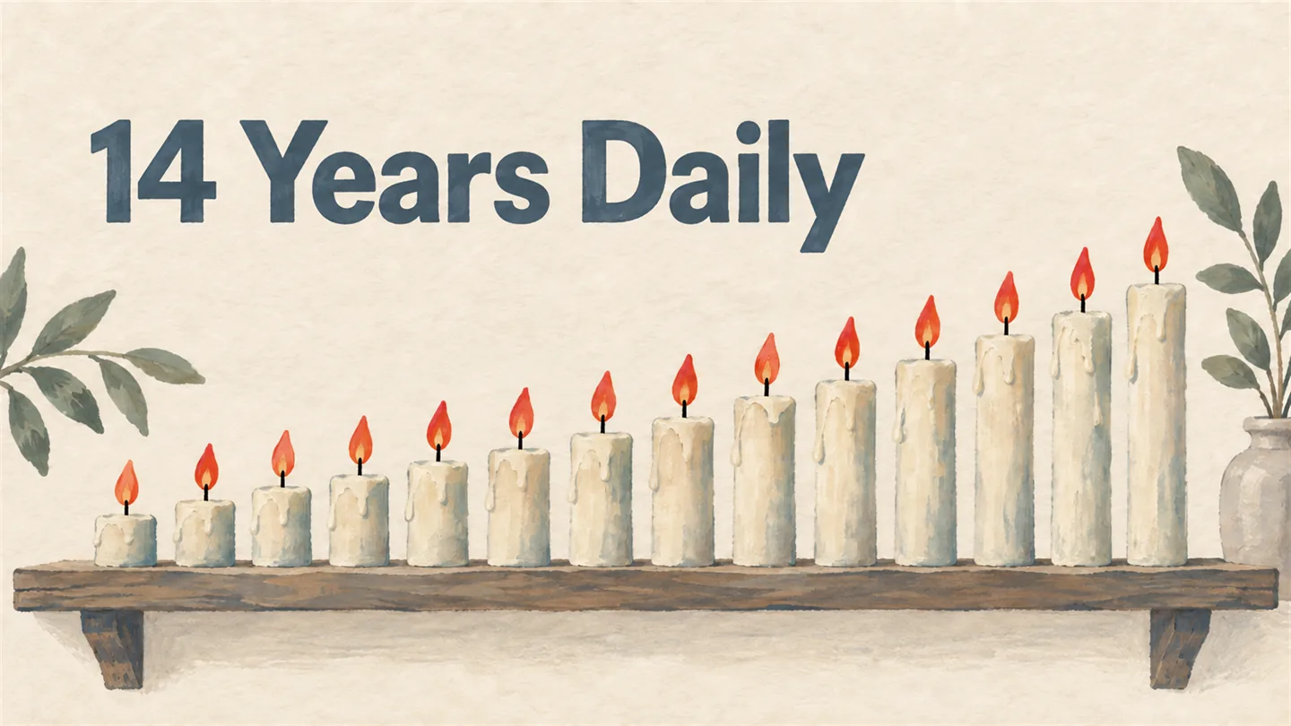 Illustrated cover: 14 Years Daily