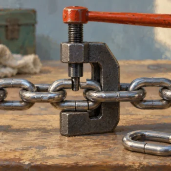 A chain link remover replacing a central connector without discarding attached links