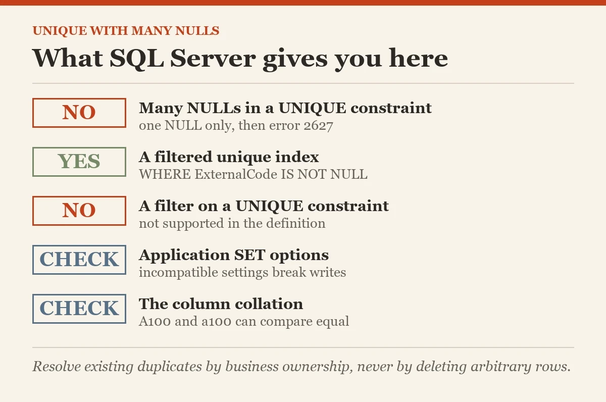 What SQL Server gives you here: a checklist on the many NULLs