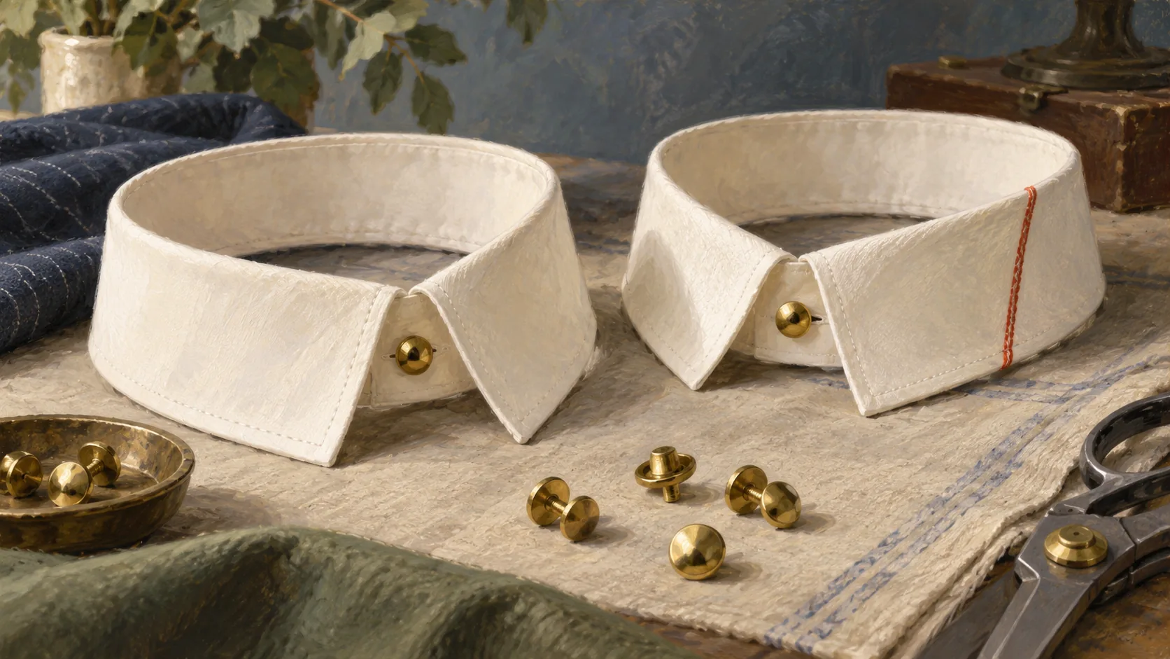 Detachable collars with a single chosen stud fitted to each collar