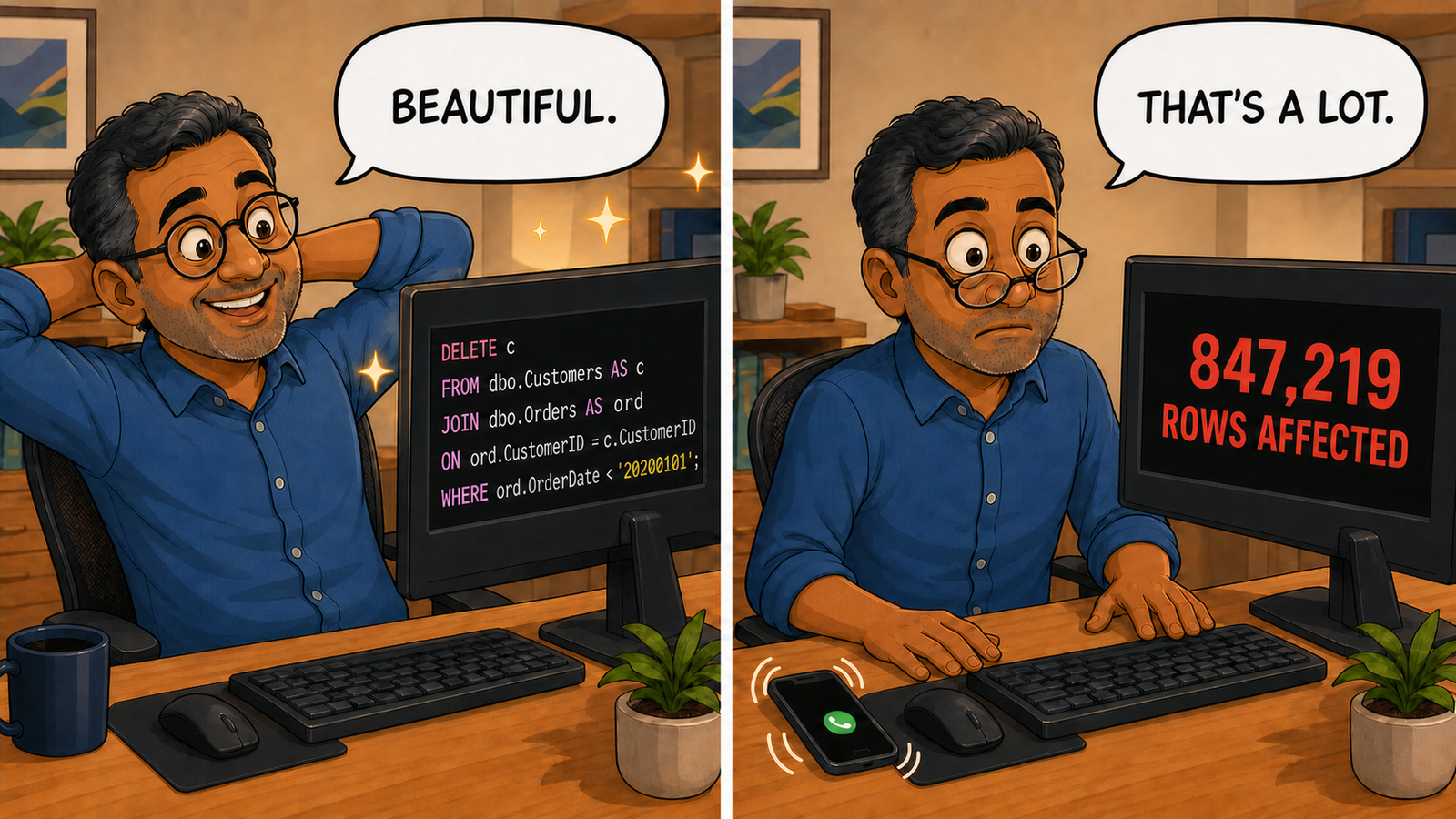 Beautiful T-SQL Queries: Three Could Delete the Company 01-delete-beautiful 