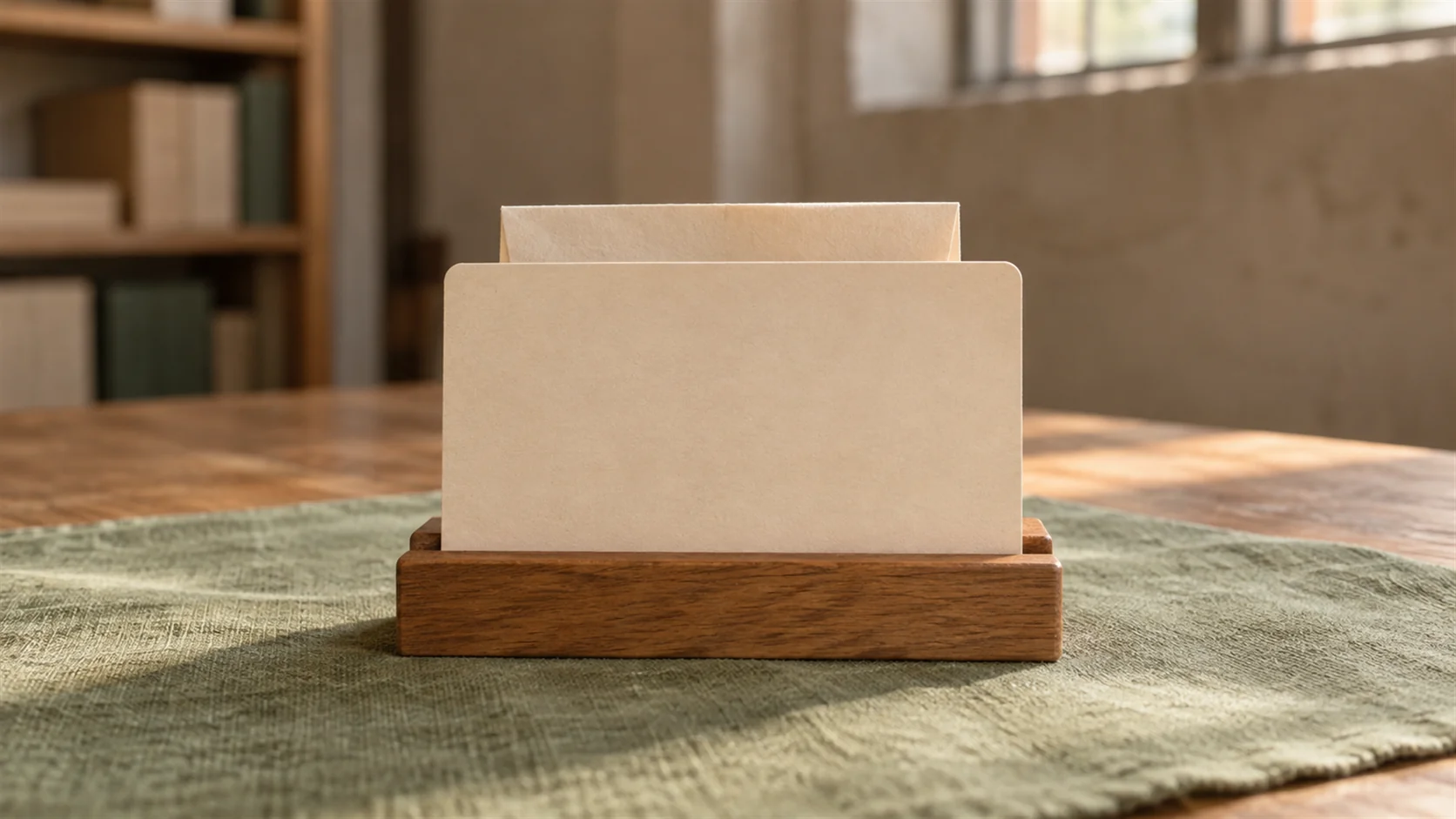 A single index card standing in its slot with a folded slip tucked in behind it in the same space.