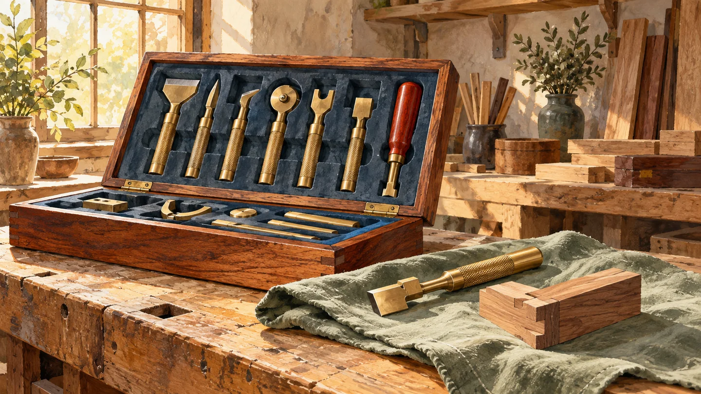 A reusable tool kit remains organized while one tool is inspected beside a sample joint.
