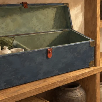 An allocated chest has empty space inside while keeping its full shelf footprint.