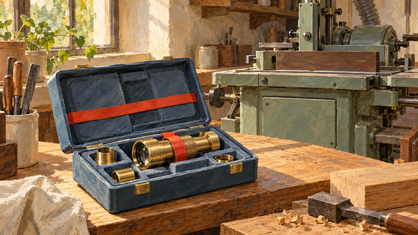A removable inspection tool is maintained beside a separate larger workshop machine.