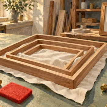Three nested frames surround one shared unfinished workpiece.