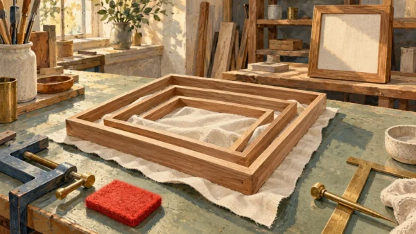 Three nested frames surround one shared unfinished workpiece.