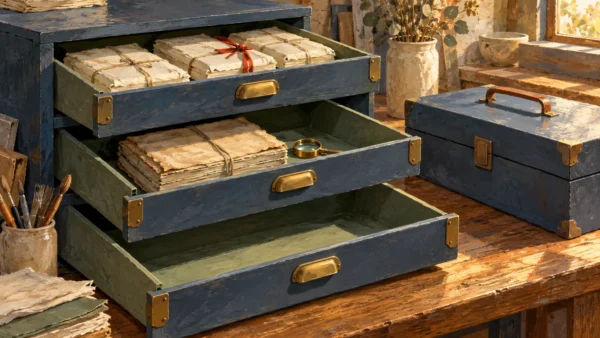 Populated, retained and empty receiving drawers remain separate from an outbound case.