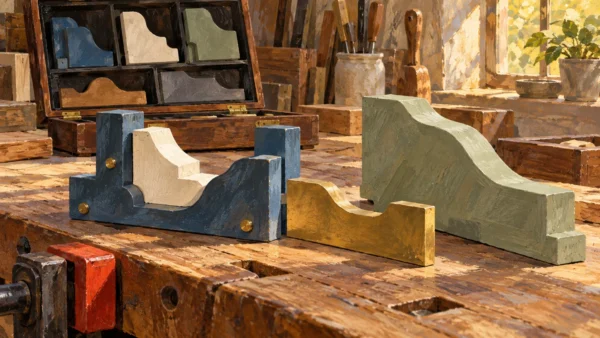 A specialized jig and a generic guide are compared against differently shaped workpieces.
