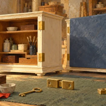 A detached cabinet coupling remains separate from the key for reopening the protected second cabinet.