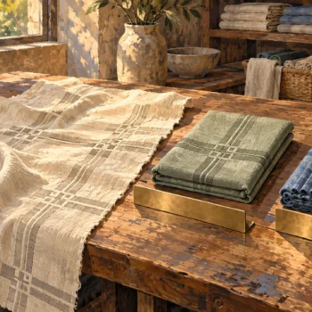 Matching cloth panels preserve their motif under two different folding methods.
