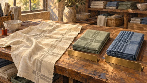 Matching cloth panels preserve their motif under two different folding methods.