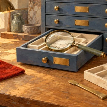 An inspection lens examines an optional insert while a removal tool remains separate.