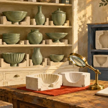 A diagnostic cabinet preserves empty molds while the finished vessels remain in the source cabinet.