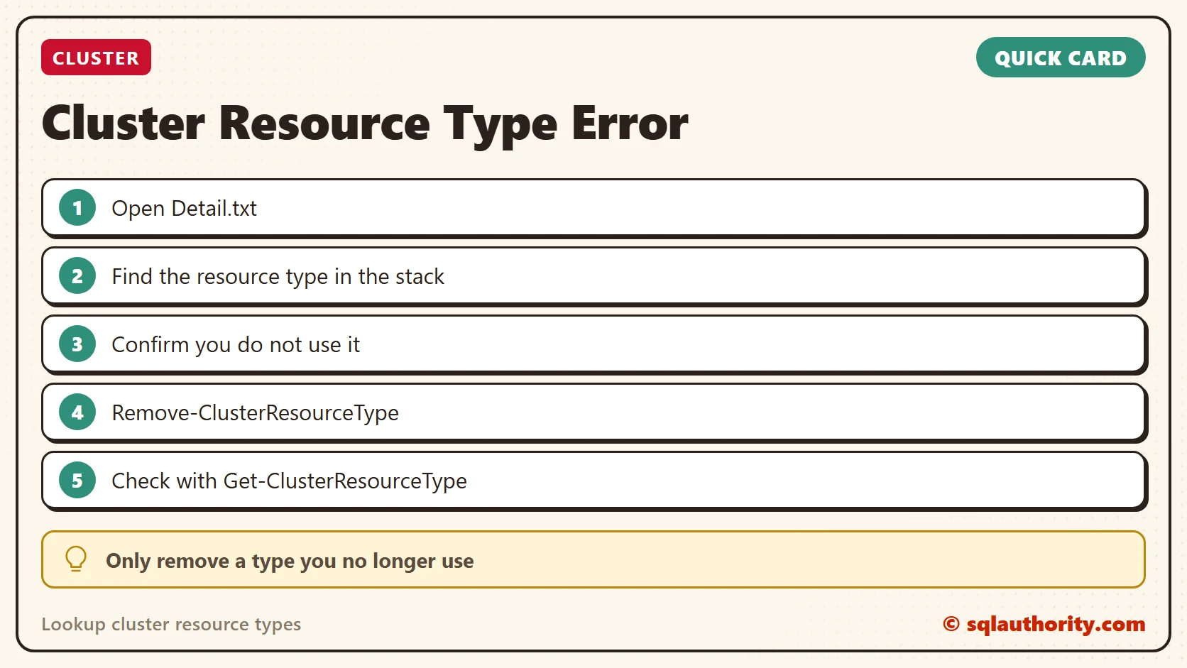 Quick reference card: Double-Take Source Connection and the cluster resource type lookup error
