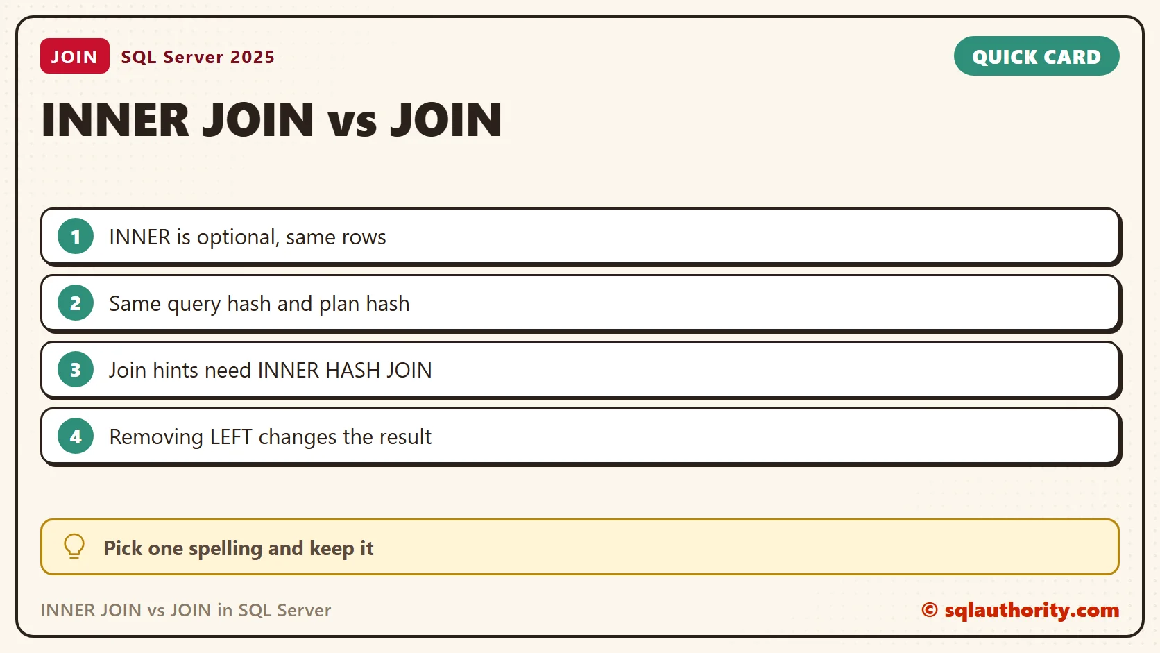 Quick reference card: INNER JOIN vs JOIN in SQL Server: Is There Any Difference?