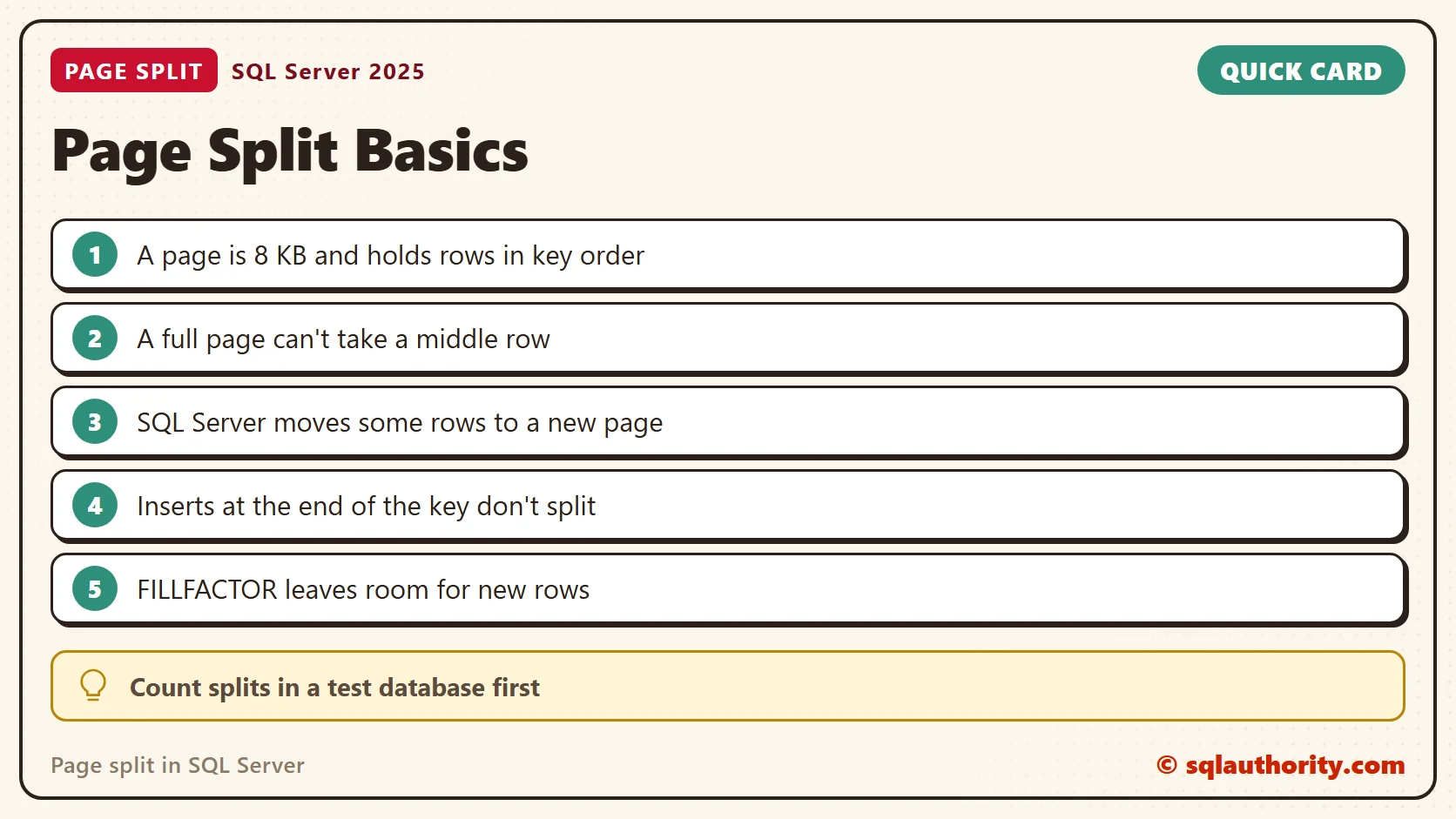 Quick reference card: Page split in SQL Server