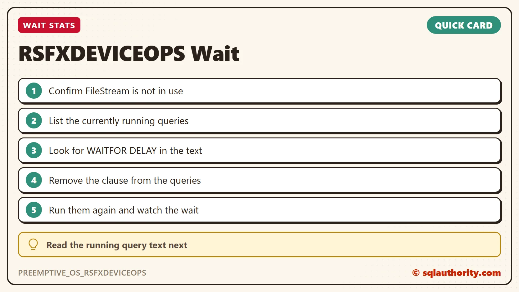 Quick reference card: RSFXDEVICEOPS Wait