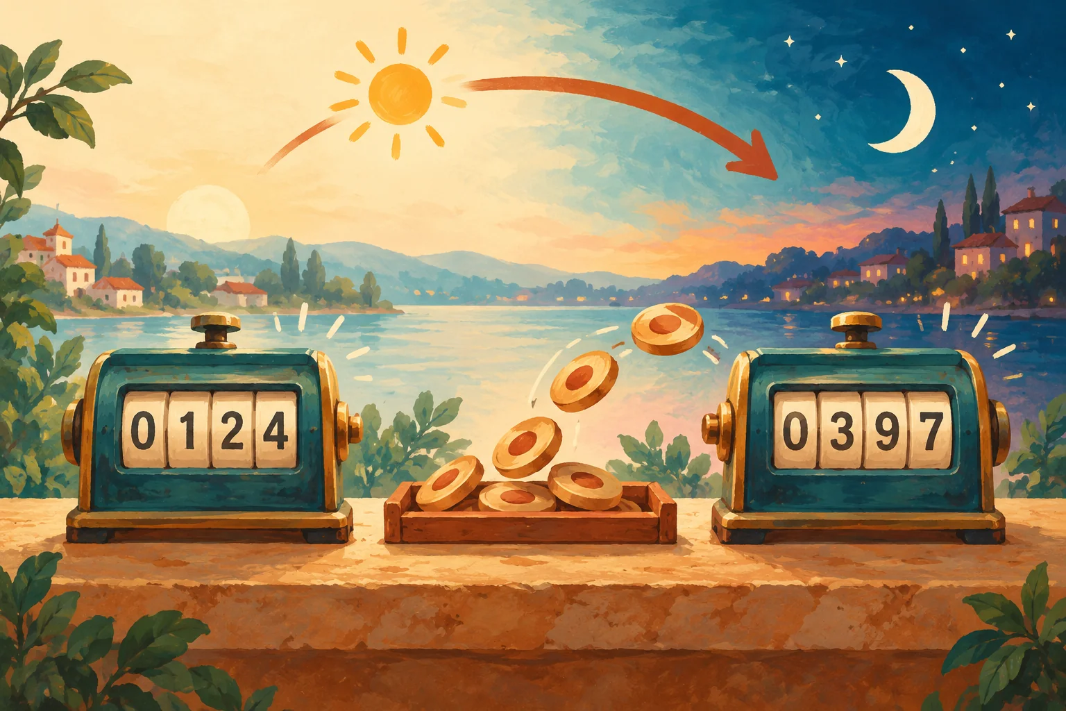 Two counters showing activity between day and night