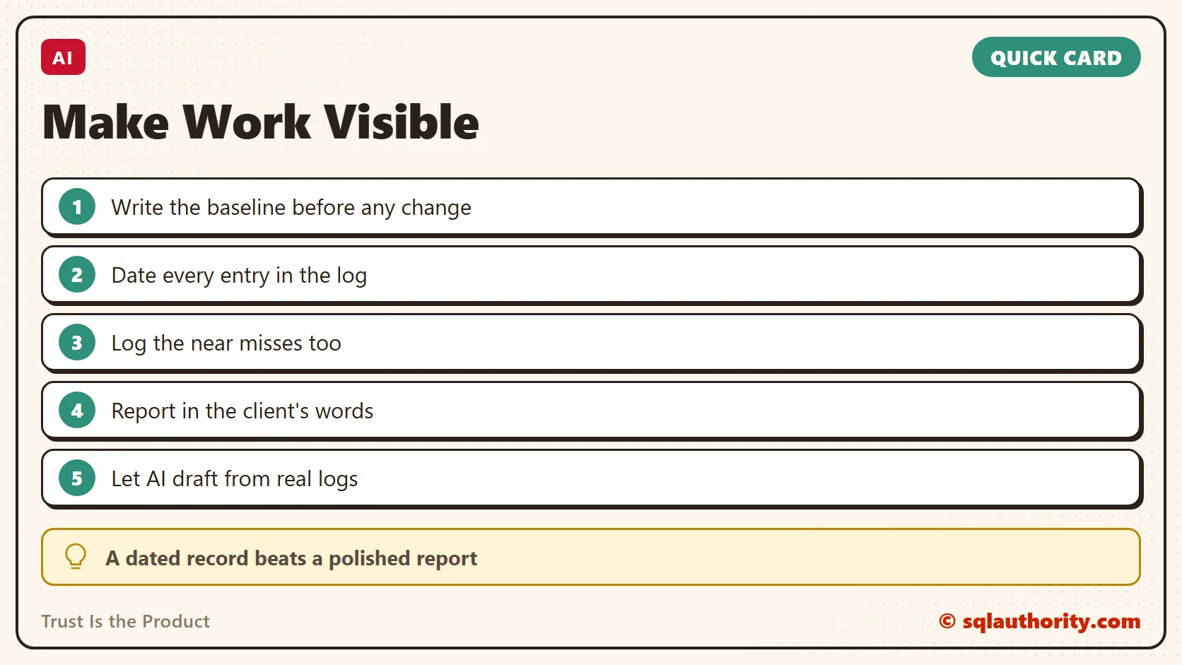 Quick reference card: Make Work Visible
