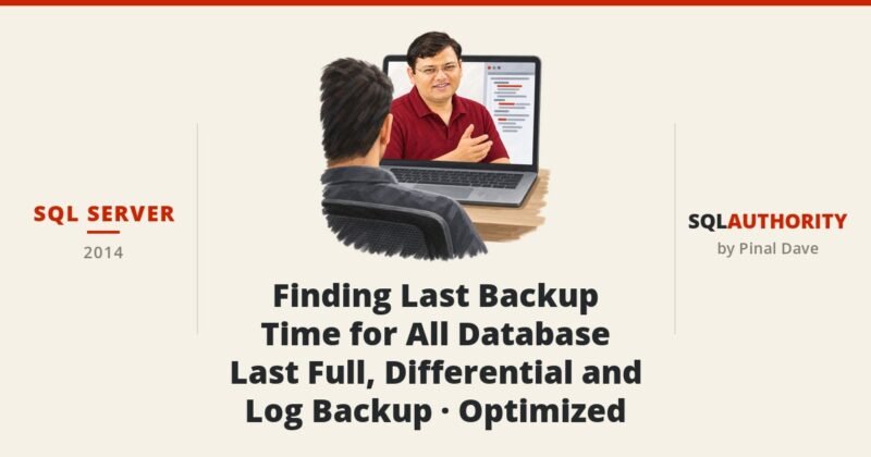 SQL SERVER - Finding Last Backup Time for All Database – Last Full, Differential and Log Backup - Optimized
