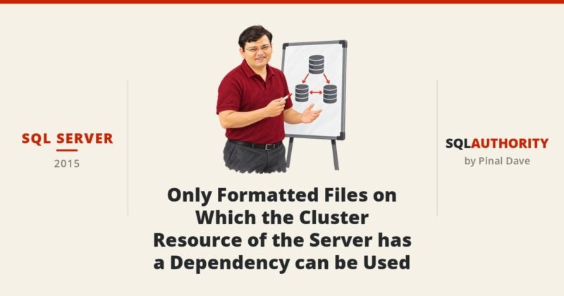 SQL SERVER - Only Formatted Files on Which the Cluster Resource of the Server has a Dependency can be Used