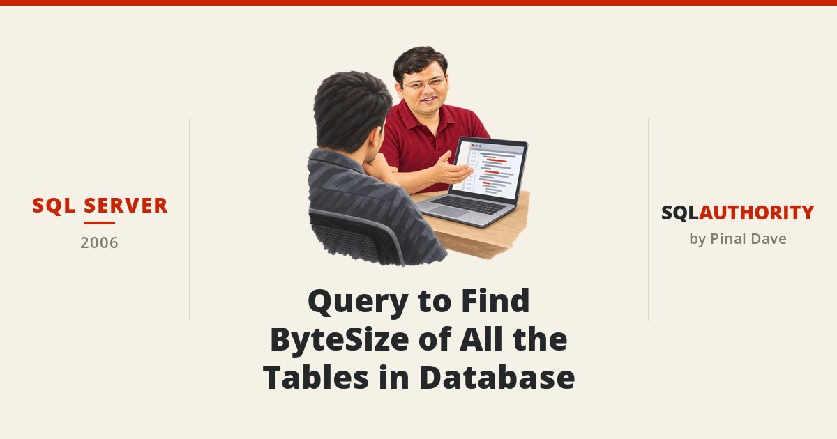 SQL SERVER - Query to Find ByteSize of All the Tables in Database