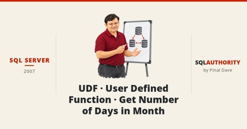 SQL SERVER - UDF - User Defined Function - Get Number of Days in Month