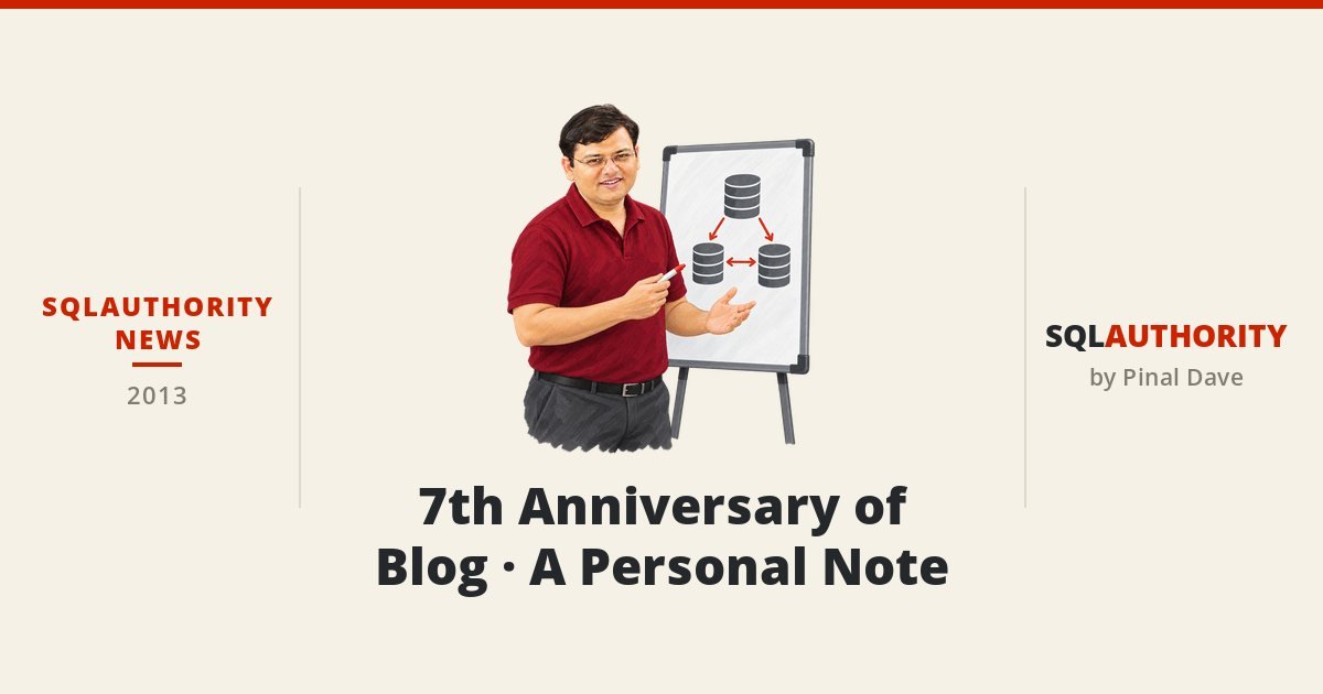 SQLAuthority News - 7th Anniversary of Blog - A Personal Note