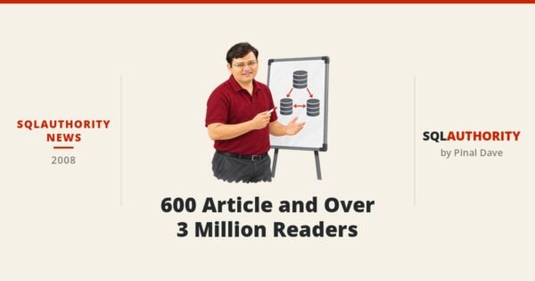SQLAuthority News - 600 Article and Over 3 Million Readers