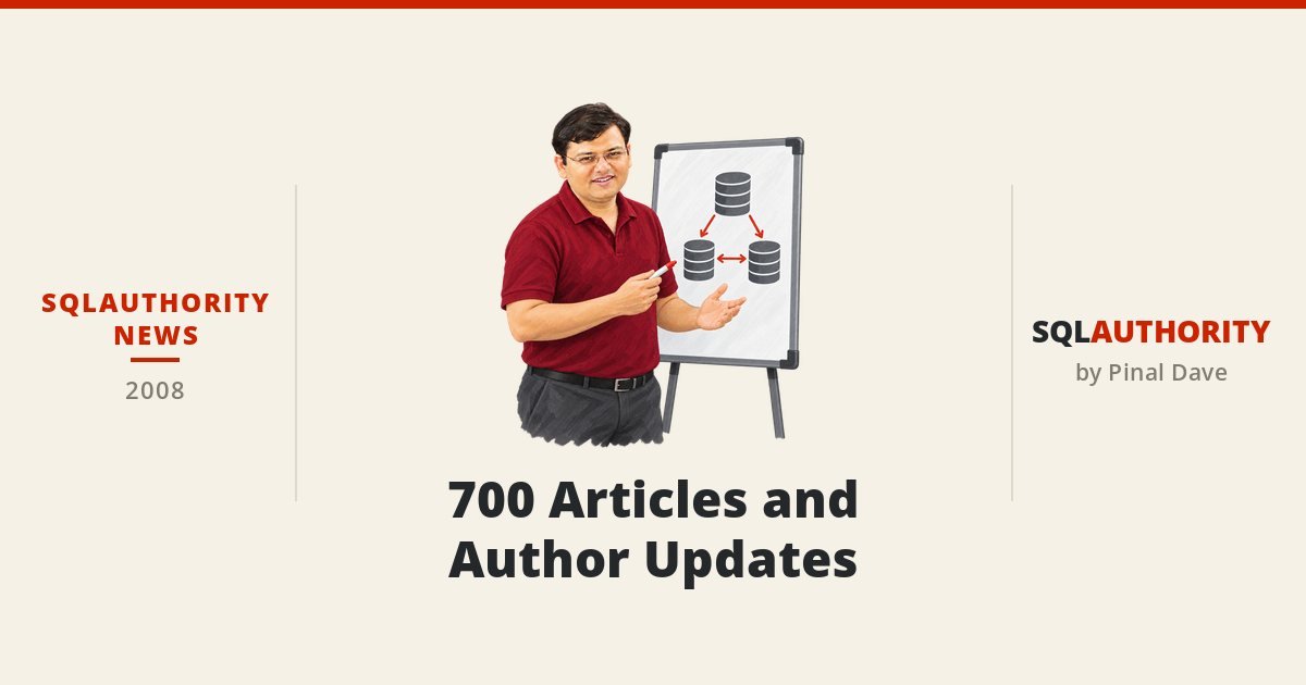 SQLAuthority News - 700 Articles and Author Updates