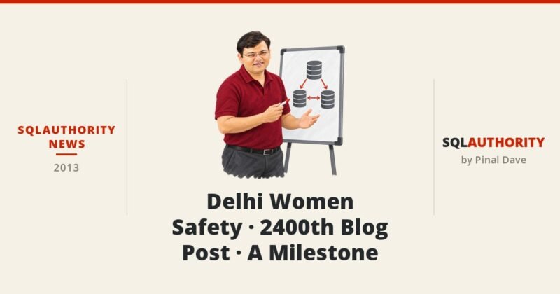 SQLAuthority News - Delhi Women Safety - 2400th Blog Post - A Milestone