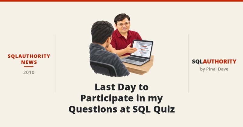 SQLAuthority News - Last Day to Participate in my Questions at SQL Quiz