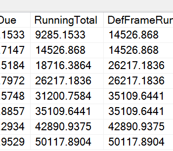 T-SQL window function example.