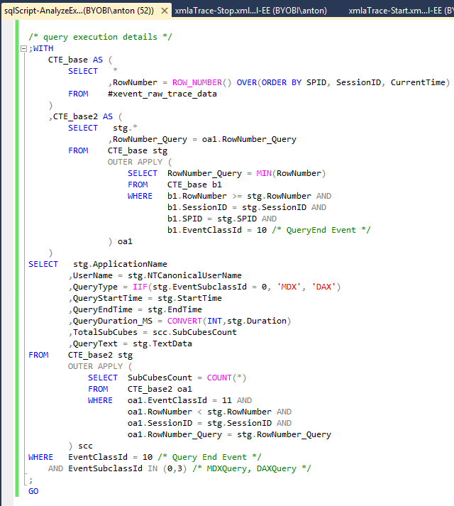 Execution details SQL Server query.