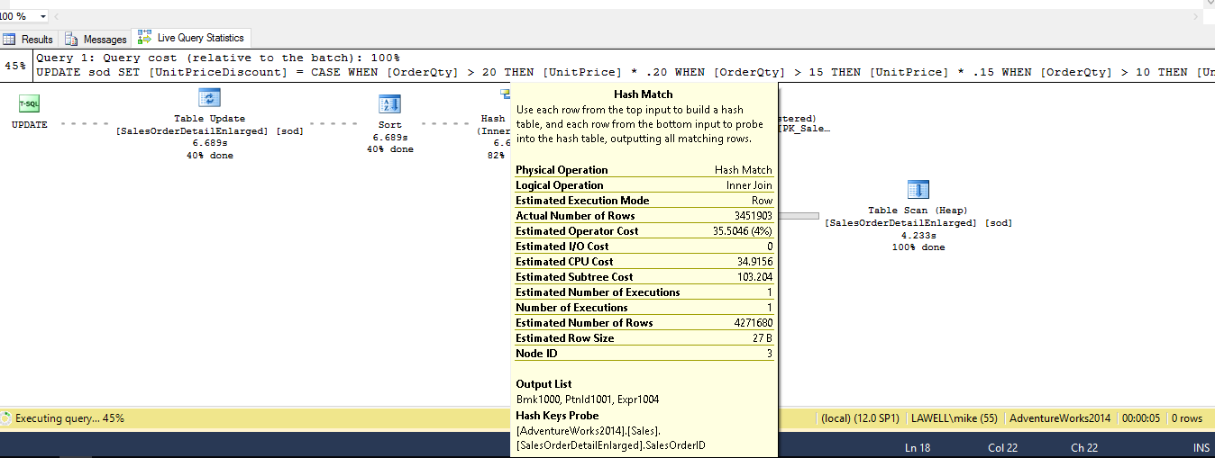 Hash match window.