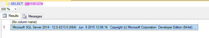 Sql server 2014 dev edition version info.