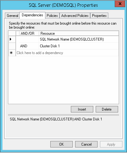 Sql server properties dialog.