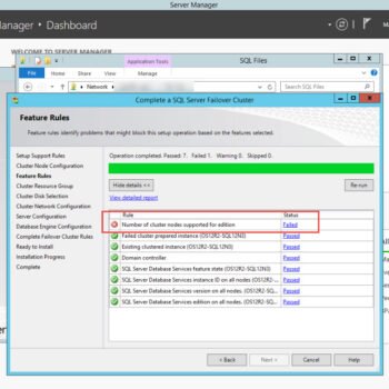 SQL Server failover cluster nodes not supported.