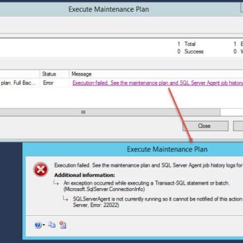 Error in Execute Maintenance Plan.