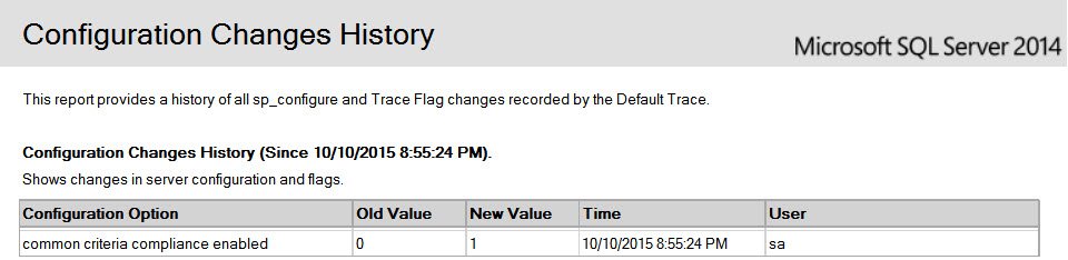 Sql configuration changes.