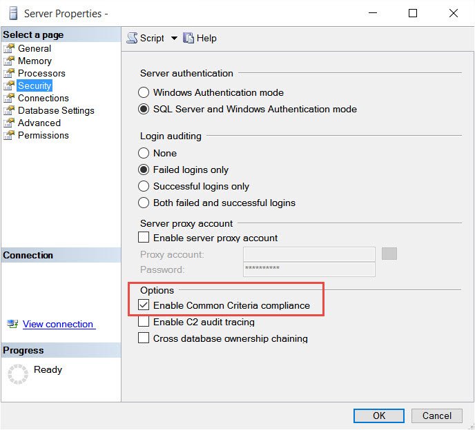 Enable Common Criteria compliance.