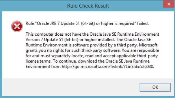 Failed runtime environment warning.