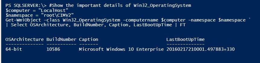 PowerShell cmdlet output windows operating system.