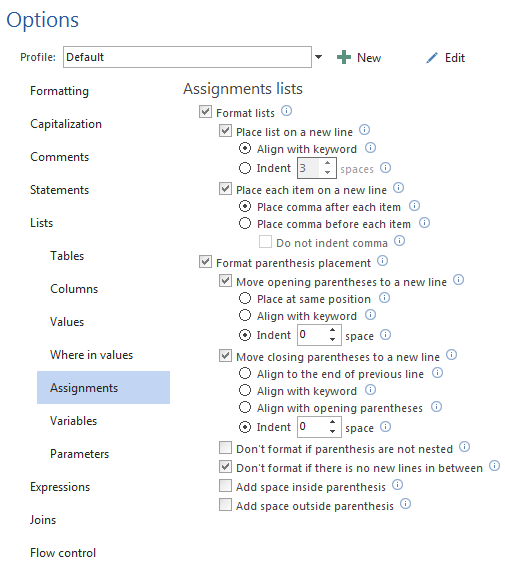 SQL Server join settings.